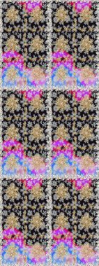 Altın antika ortaçağ dekoratifi, yaprakları ve gri renkli altın desenli süslemeleri olan bir Raster. Kusursuz kraliyet lüksü, altın barok kumaş rengi..