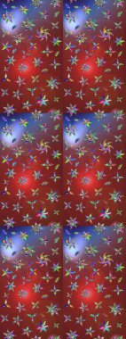 Renkli Bahar Teması eskiz kalıbı. Raster illüstrasyonundaki çiçek desenli çizim. Kahverengi ve kırmızı renkte çiçekler. Düz Çiçek Elementleri Tasarımı.