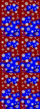 Kibar, bahar çiçekleri kırmızı ve mavi renklerde. Çiçekli karalama şeklinde Raster çiçek deseni. Raster illüstrasyonu.