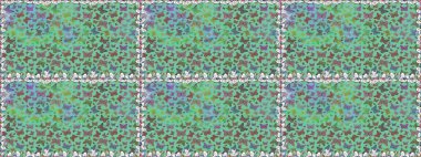 Raster illüstrasyonu. Yeşil arka planda güzel renkli kelebeklerin Raster vintage el çizimi. Moda sevimli kumaş tasarımı.