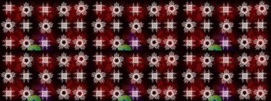 Son moda kar taneleri ve elementler onun kartlarını gösteriyor. Modern soyut tasarım posteri, kapak, siyah, kahverengi ve kırmızı renkli kart tasarımı. Retro tarzı, kış elementleri. Kar taneleri tasarımı.