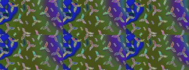 Raster illüstrasyonu. Yeşil, mavi ve menekşe rengi ve kar taneleri. Raster Noel soyut renkli arkaplan ve tatlı kar tanesi.