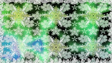 Raster deseni. Soyut çiçek desensiz arkaplan. Yeşil renklerde. Raster illüstrasyonu. Küçük çiçekte sevimli çiçek deseni var..