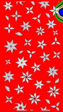 Raster deseni. Karalama çiçekleri çizim kalıbı. Sanat, çiçeklere ilham veriyor ve arka planda bırakıyor. Kırmızı el çizimi desen.