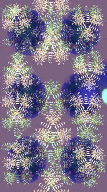 Güzel bir kış süsü. Renkli kar taneleri Raster çizimi. Mor, nötr ve mor kar tanelerinden izole edilmiş..