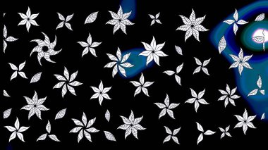 Siyah renkli çiçekler. Raster illüstrasyonundaki çiçek desenli çizim. Renkli Yaz Temalı eskiz kalıbı. Düz Çiçek Elementleri Tasarımı.