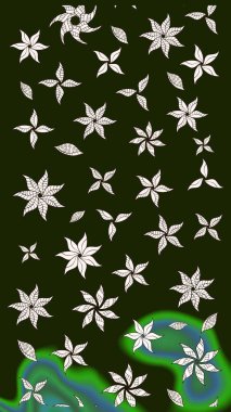 Poster ya da kapak için arka plan. Davetiye ve kartpostal tasarımı için dekoratif çiçek unsurları. Tekstil için figür. Şirin, zarif çiçekler Raster illüstrasyonu. Yapraklı çizim deseni.