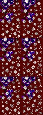 Flat Flower Elements Design. Beautiful fabric pattern. Colour Spring Theme sketch pattern Background. In asian textile style. Raster illustration. Sketch flowers pattern.