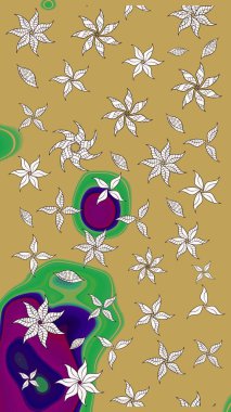 Çizim çiçek deseni duvar kâğıdı olarak kullanılabilir. Sarı renkli çiçekler. Raster illüstrasyonu.