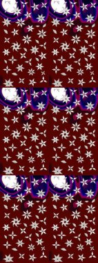 Raster illüstrasyonundaki çiçek desenli çizim. Kırmızı renkte çiçekler.