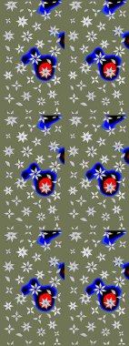 Raster güzel kumaş deseni çiziyor. Renkli Bahar Teması eskiz kalıbı. Çiçek deseni. Düz Çiçek Elementleri Tasarımı.