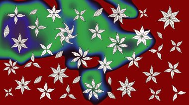 Raster Çiçek İllüstrasyonu 'nun şirin tekstili. Kırmızı renkli etnik çiçeklerle zarif bir eskiz şekli..