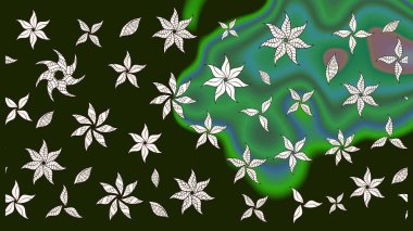 Raster illüstrasyonu. 3D çiçekler, eskiz. Gri renklerde.