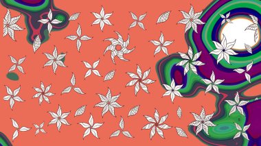 Kumaş, duvar kağıdı ve kağıt üzerine baskı yapmak için gelişen arka plan. Eski usul küçük çiçekli şirin bir eskiz deseni. Raster illüstrasyonu. Moda arka planında parlak buketler.