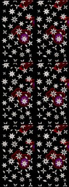 Raster illüstrasyonundaki çiçek desenli çizim. Siyah renkte çiçekler.