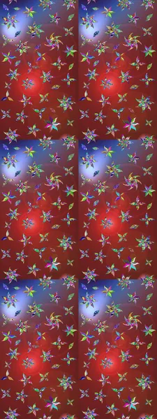 Renkli Bahar Teması eskiz kalıbı. Raster illüstrasyonundaki çiçek desenli çizim. Kahverengi ve kırmızı renkte çiçekler. Düz Çiçek Elementleri Tasarımı.