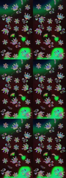 Parlak renkli çiçekleri olan ve kahverengi ve yeşil renkli yaprakları olan harika bir çiçek deseni. Halk tarzı. Modern çiçek arkaplanı. Moda baskıları için zarif bir şablon.