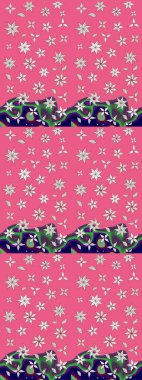 Sevimli çiçek raster deseni. Pembe renkli çiçekler. Düz Çiçek Elementleri Tasarımı. Renkli Bahar Teması çizim şablonu.