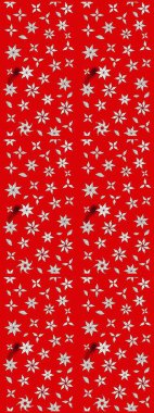 Şirin çiçekli eskiz deseni ve kırmızı renklerde yapraklar, suluboya çiçek deseni, duvar kağıdı, kart veya kumaş için fayanslı. Raster illüstrasyonu.