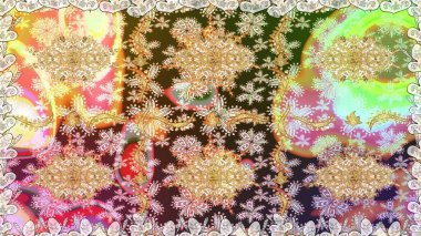 Tekrarlayan elementlerle soyut arkaplan oluşturun. Tarafsız renklerde altın rengi ve altın elementler üzerinde altın pürüzsüz desen. Kusursuz damaske klasik altın desen. Raster illüstrasyonu.