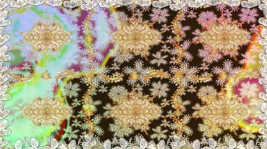 Tekrarlayan elementlerle kusursuz soyut arkaplan. Tarafsız ve altın desenli. Zarif raster klasik desen.