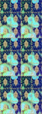 Raster illüstrasyonu. Çizim altın desenli bukleler. Altın elementli mavi renkler. Raster altın desen. Doğu tarzı arabesk.