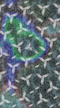 Çiçekleri, deniz kabukları, mandalaları ve suluboya efektleriyle donanma geçmişi. Eskiz modeli etnik tasarım. Yatak çarşafları, ceket, paket tasarımı, kumaş ve moda kavramları için tekstil baskısı.