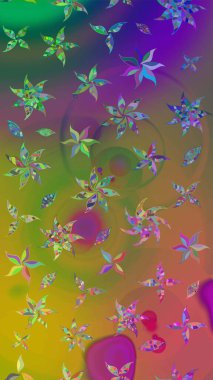 Raster deseni. Yumuşak, yeşil ve kahverengi renkte yaz çiçekleri. Küçük çiçekteki sevimli çiçek deseni. Raster illüstrasyonu.