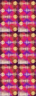 El çizimi, dövme stili karalama, kumaş tasarımı ve Raster illüstrasyonunda kartlar. İç içe geçmiş mor, pembe ve kırmızı mandala şekilli kar taneleri sanat terapisi tarzı zen çizimler için..