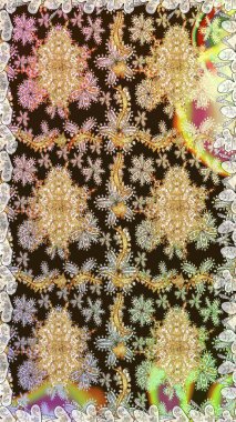 Kahverengi renklerde altın element. Damask kusursuz yinelenen arkaplan. Barok tarzında altın çiçekli süs. Doku arkaplanı üzerine altın duvar kağıdı.