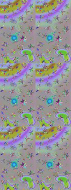 Çizgi çizimi kalıbı. Raster Moda kumaş deseni. Şirin çiçekler..