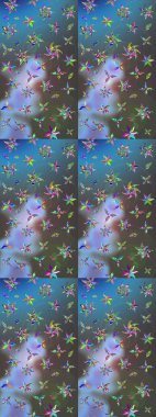 Renkli Bahar Teması eskiz kalıbı. Raster Şirin kumaş deseni. Düz Çiçek Elementleri Tasarımı. Eskiz klasiği.