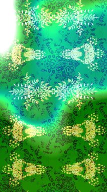 Çiçekli yumuşak bir eskiz şekli. Raster illüstrasyonu. Yumuşak, yeşil, mavi ve nötr renklerde bahar çiçekleri. Raster çiçekleri klasik tarzda resmedilir..