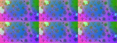 Mor ve mavi renklere karalamalar çizilmiş çiçek deseni. Raster illüstrasyonu.