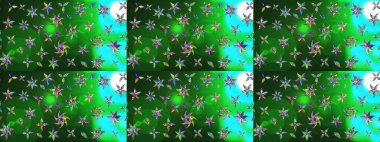 Düz Çiçek Elementleri Tasarımı. Yeşil ve mavi renkte çiçekler. Güzel çiçek deseni. Renkli Bahar Teması çizim şablonu.