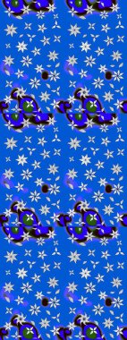 Küçük çiçekli basit bir çiçek çizimi. Moda baskısı, albüm, ambalaj kağıdı ve duvar kağıdı için zarif dekoratif süslemeler. Mavi renkte şirin çiçekler. Raster illüstrasyonu.