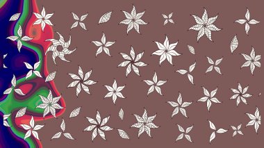 Düz Çiçek Elementleri Tasarımı. Renkli Bahar Teması eskiz kalıbı. Raster illüstrasyonu. Çiçek deseni. Chichi kumaş deseni çiz.