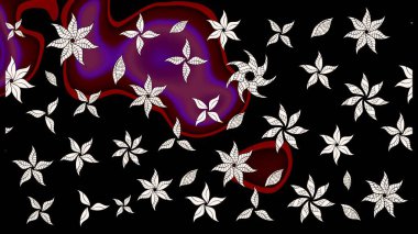 Raster illüstrasyonu. Çiçek duvar kağıdı. Siyah renklerde. Renkli süs kenarı. Çizim kalıbı. Hint süsü..