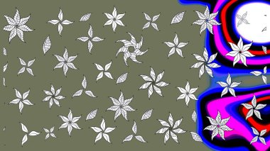 Raster Güzel kumaş deseni. Raster suluboya deseni, narin çiçekler, yeşil çiçekler, tebrik kartı şablonu..