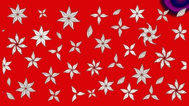 Renkli Yaz Temalı eskiz kalıbı. Raster illüstrasyonundaki çiçek desenli çizim. Kırmızı renkte çiçekler. Düz Çiçek Elementleri Tasarımı.