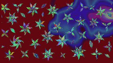 Kırmızı renkte çiçekler. Raster illüstrasyonu. Çiçek süslemeli çizim deseni.