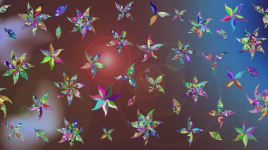 Kahverengi renkli çiçekler. Tropik çiçek desenleri. Raster illüstrasyonu.