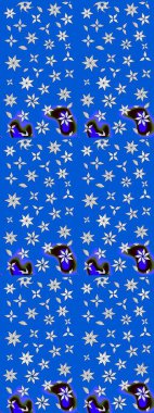 Mavi renkli çiçekler. Düz Çiçek Elementleri Tasarımı. Sevimli çiçek raster deseni. Renkli Bahar Teması çizim şablonu.