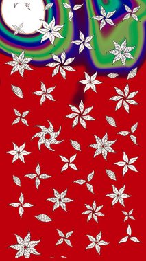 Çiçek kırmızısı eskiz deseni. Klasik taslak çizimi. Raster Yumuşak kumaş deseni. Raster çiçek izi..