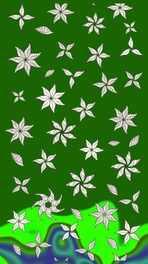 Güzel kumaş deseni. Raster suluboya deseni, narin çiçekler, yeşil çiçekler, tebrik kartı şablonu..