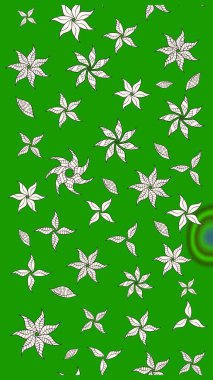 Yeşil renklerde. Raster illüstrasyonu. Yeşil renkte yeşil papatya deseni.