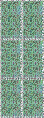 Raster illüstrasyonu. Tasarım için Raster Kelebekleri. Farklı renkte kelebeklerden kusursuz. Giysi tarzı için yeşil ve gri arka planda dekorasyon. Fantezi renkli resimler koleksiyonu.