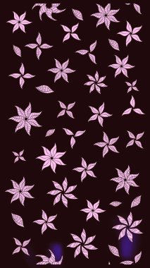 Kahverengi renklerde bahar çiçekleri. Raster illüstrasyonu. Raster deseni. Patlayan çiçekler soyut yerleştirilmiş.