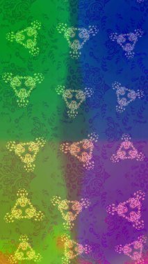 Yıldızlı ve düşen kar taneleriyle büyülü altın tatil soyut arka plan. Raster illüstrasyonu. Noel yeşili, mavi ve mor.