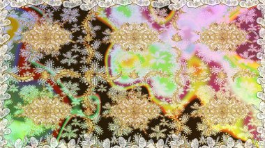 Noel, kar tanesi, yeni yıl. Tarafsız renklerde altın rengi ve altın elementler üzerinde altın pürüzsüz desen. Tarafsız renklerde, altın elementlerle kusursuz bağ dokusu.